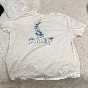 Jordan White T-Shirt with blue and Gray Logo